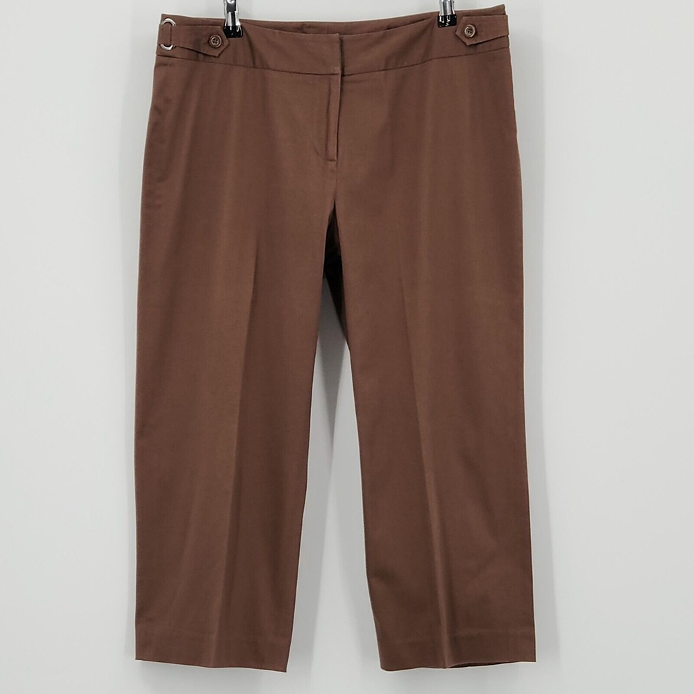 ATELIER WOMEN'S COMFORT WAIST STRETCH Brown CAPRI CROP PANTS 10 RETAIL $198